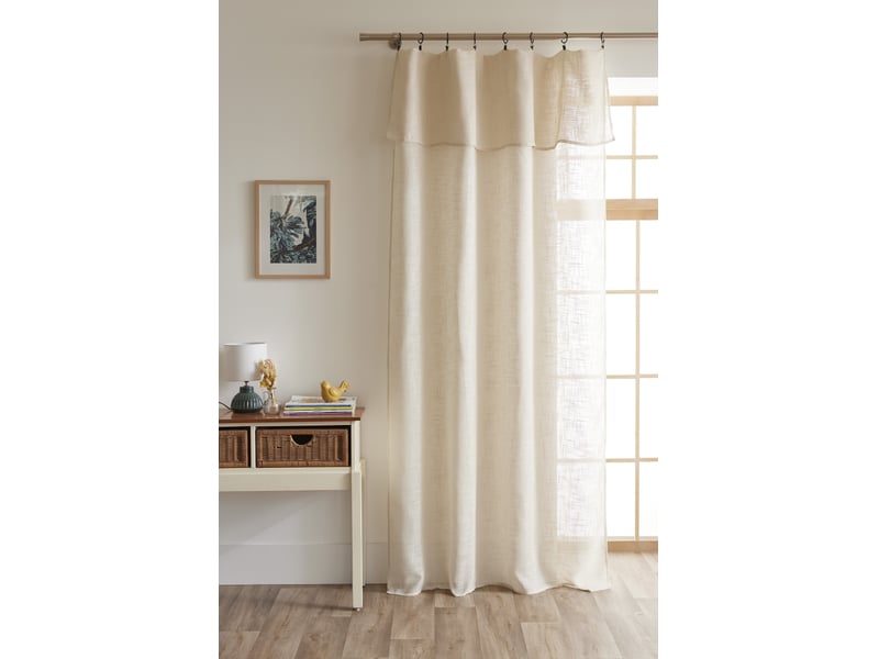  Rideau ajustable + 8 anneaux pince 140 x 270 cm polyester effet lin nia sable 15660 - Conforama B