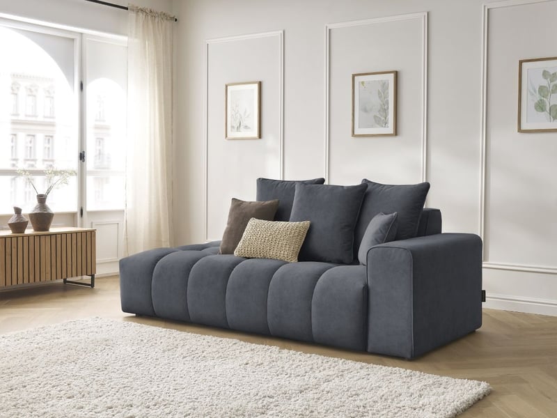  Bobochic canapé droit fixe mont-blanc velours gris foncé  accoudoir droit MONT-BLANC - Conforama B