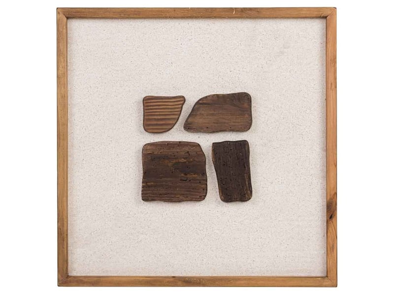 Tableau artisanal en bois recyclé relief beige et marron 52x4x52 cm h - Conforama B