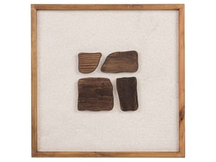 Tableau artisanal en bois recyclé relief beige et marron 52x4x52 cm h