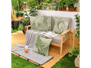 Housse de coussin pour la maison, le jardin, l'extérieur et l'intérieur, lot de 4 pièces, feuilles vertes sauge, taie d'oreiller pour salon, chaise, 45 x 45 cm