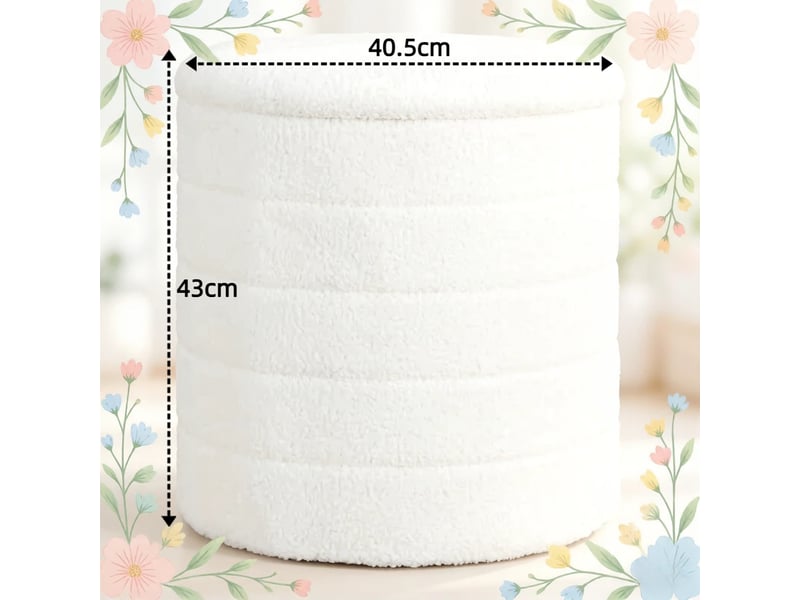  Fauteuil rond avec rangement caché, pouf multifonction et siège d’appoint rembourré  - Conforama C