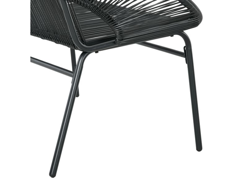  Banc de jardin 2 places 132x72x83 cm – noir – résine tressée, structure en acier pour balcon et terrasse  - Conforama E