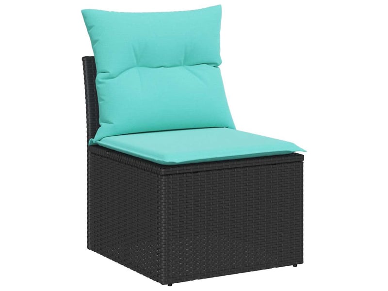  Ensemble de canapé de jardin 4 pcs, canapé d'extérieur noir polyrotin shl742  - Conforama D