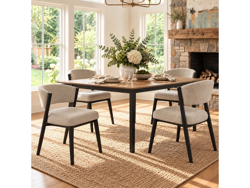  Lot de chaises 6 chaises en métal tissu chenille respirant coloris taupe style moderne assise confortable  - Conforama B