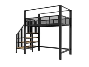 Lit mezzanine 90x200 cm <strong>HNCBB</strong>  <strong></strong> coloris noir