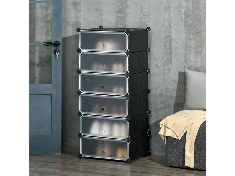 Meuble de rangement à chaussures modulable 6 cubes rectangulaires empilables - noir - Conforama D