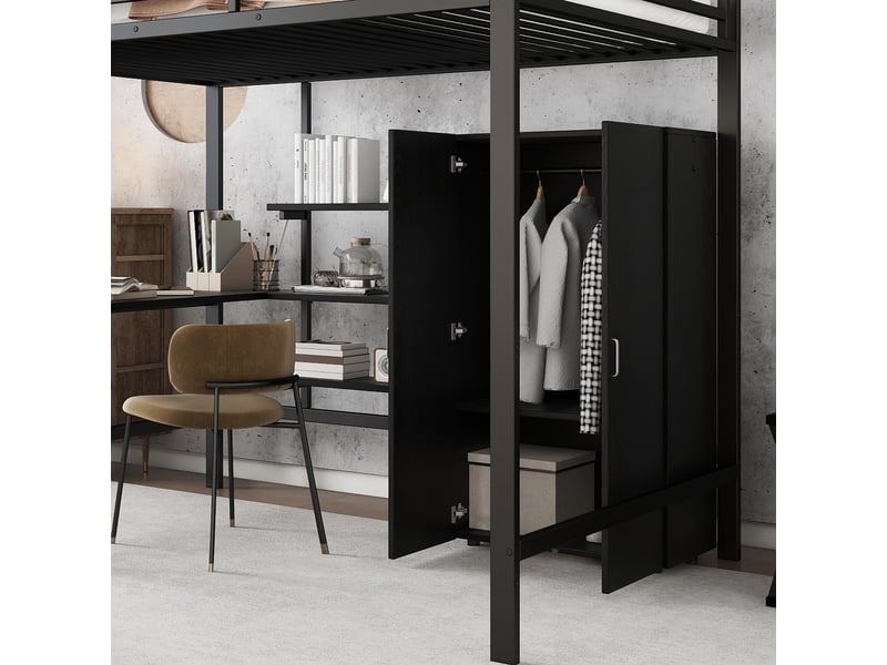  Lit superposé en métal et mdf noir 140x200 cm  - Conforama E