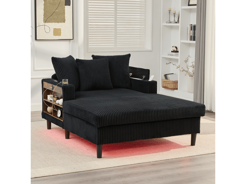  Canapé droit fixe 1 place tissu led noir  - Conforama E
