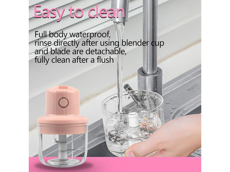 Mini coupe-ail électrique 250 ml, mini hachoir portable avec fonction rechargeable usb (rose) - Conforama C