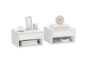 Lot de 2 tables de chevet murales avec tiroir et niche blanc 37 x 32 x 21 cm