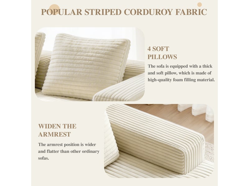  Canapé d'angle, canapé modulable, en velours tricoté, beige, assise profonde, style cloud, pour salon, version gauche, chambre  - Conforama E