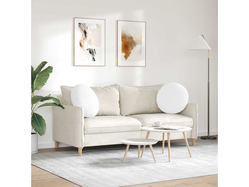 Lot de 2 coussins de siège, coussins décoratifs tissu blanc ø50 x 19 cm cf59764 - Conforama D
