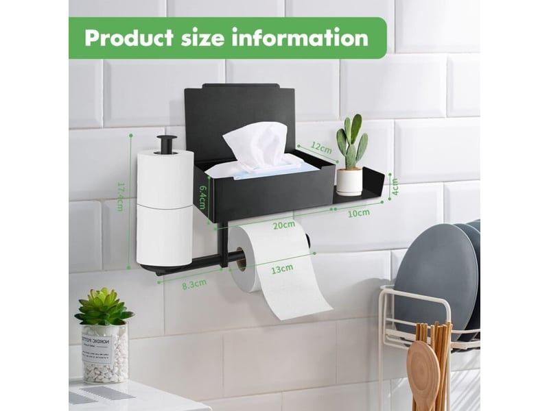  Enowelir porte-papier toilette mural en acier inoxydable avec boîte de lingettes humides et deux méthodes d'installation  - Conforama C
