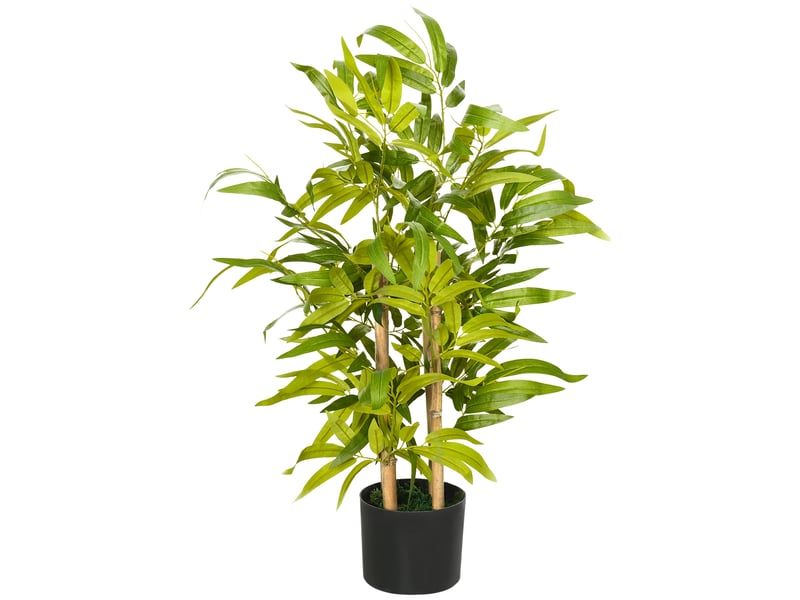  Plante de bambou artificielle, 60 cm de haut, verte, en polyester et polypropylène, avec un pot en ciment de ø15 x 12,5 cm  - Conforama B