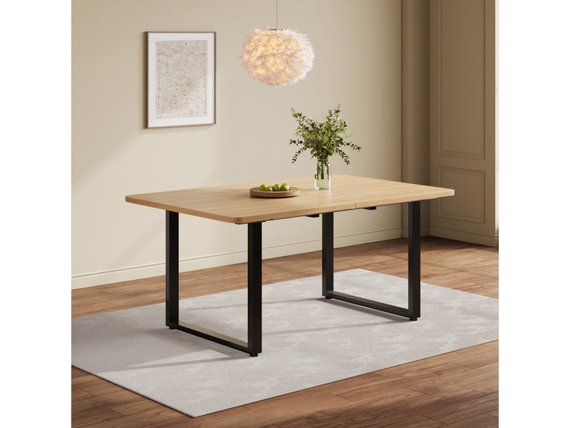  Table à manger extensible 6 à 10 places avec rails renforcés - lpospi - mdf chêne 140–180–220 × 80 cm  - Conforama C