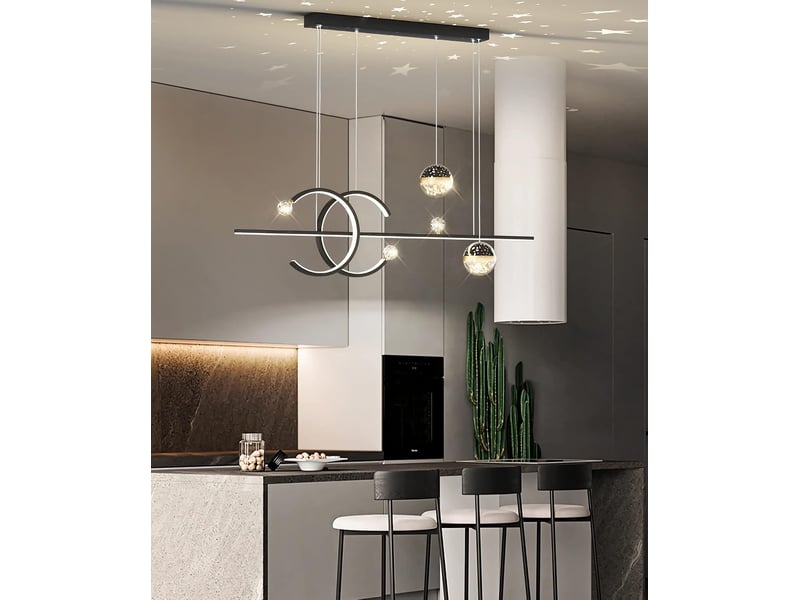 Lampe de table à manger led suspendue dimmable éclairage pour salon,  bureau noir l100cm  - Conforama C