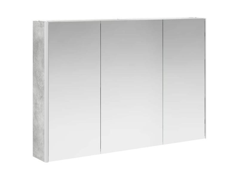 Armoire miroir salle de bain, meuble de rangement gris béton 103.5x15.5x70 cm - Conforama E