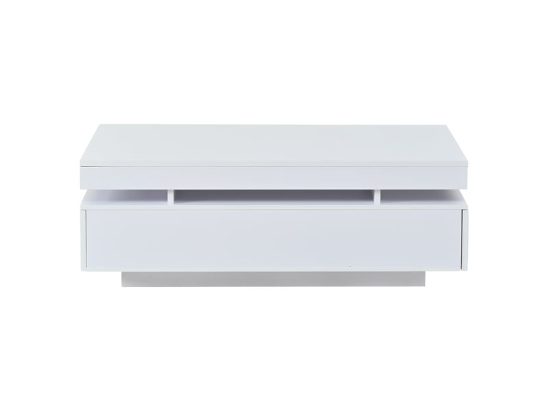  Table basse fixe avec tiroirs, blanche, 100 x 50 x 35 cm, 2 tiroirs et éclairage led  - Conforama A