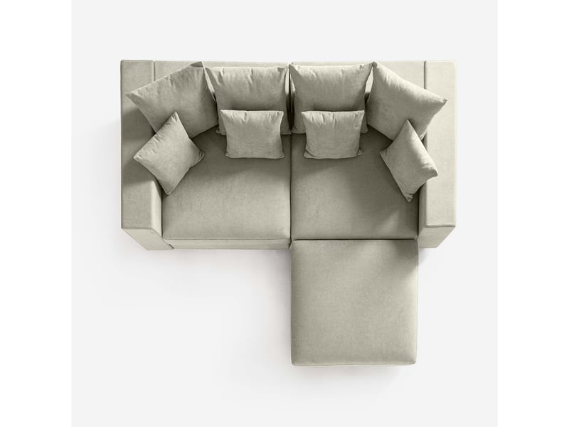  Canapé modulaire de salon déhoussable avec pouf et coussins cortina d - beige  - Conforama D