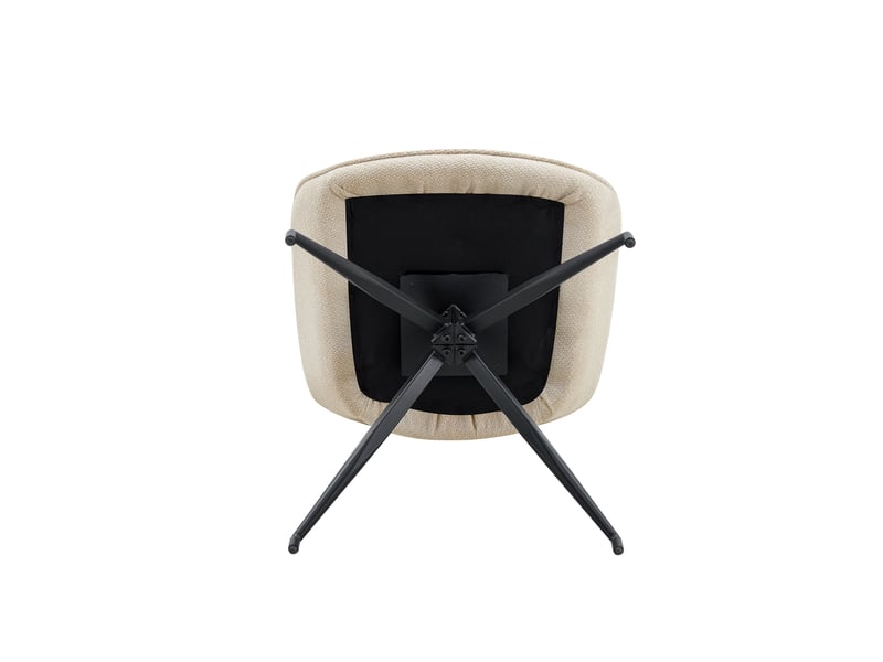  Lot de 2 chaise de salle à manger 50x49 cm rotative 360°, dossier ergonomique, assise confort, beige+noir, tissu+métal  - Conforama E