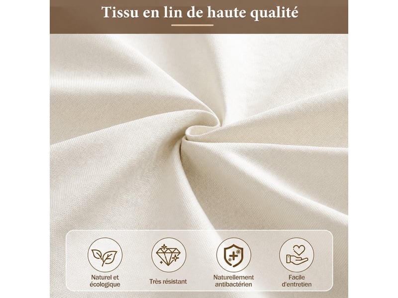 Lit rembourré 90x200 cm, canapé-lit extensible 90180x200cm avec 2 tiroirs, ports usb &amp; type-c, lin beige  - Conforama E