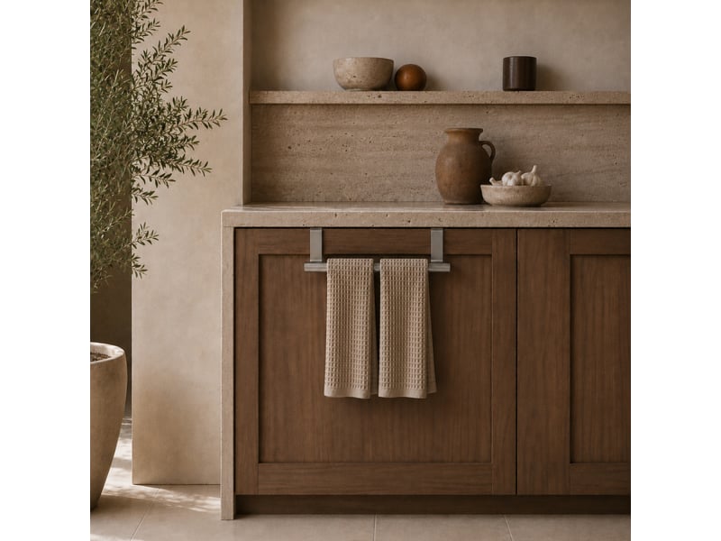  Porte serviette, torchon, crochet à suspendre cuisine ou salle de bain - acier inoxydable - 36 cm - chrome  - Conforama D