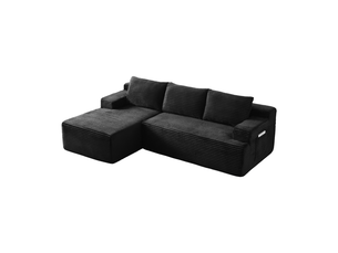 Canapé d'angle compressé gauche fixe <strong>MODFU</strong> <strong></strong> 4 places Velours côtelé noir