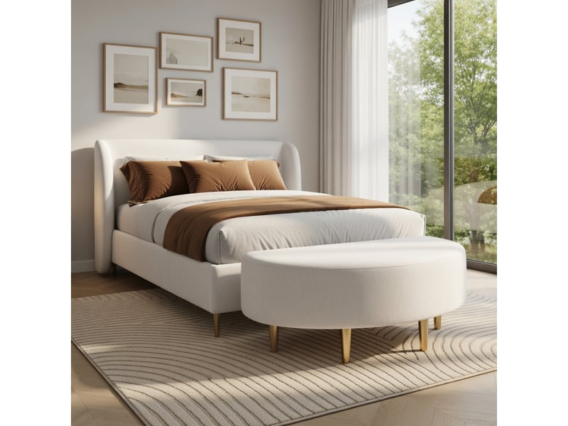  Lit d'enfant 90 x 200 cm, avec banc assorti, velours + contreplaqué, rose  - Conforama B