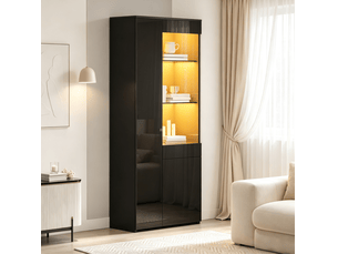 Vitrine coloris noir 3 étagère(s) OKWISH  - 70 cmx180 cm
