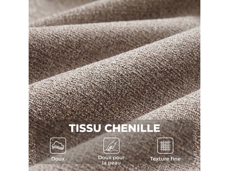  Fauteuil de salon en chenille avec accoudoirs marron clair 60x57x83 cm  - Conforama E