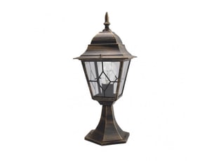 Lanterne de muret extérieur fabrilamp bootes noir et or, 1 x e27, ip44, 44 x 18,5 x 18,5 cm