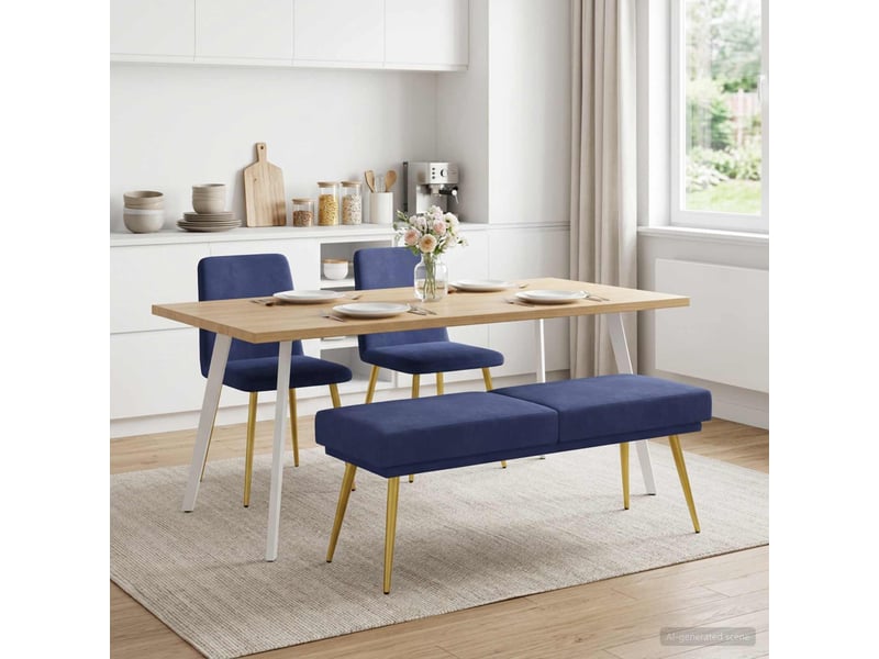  Banc d'entrée, banc à double couche bleu police 120x45x46 cm velours  - Conforama D