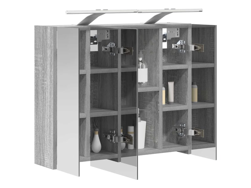 Amoire de salle de bain, meuble de salle de bain avec miroir sonoma gris shl2702 - Conforama C