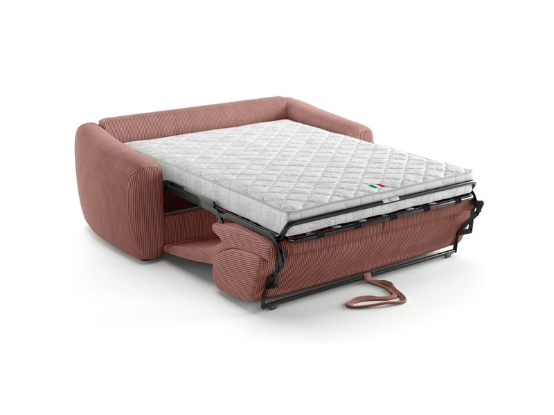  Canapé droit convertible 3 places en velours côtelé vieux rose - ouverture express - suzie Suzie - Conforama E