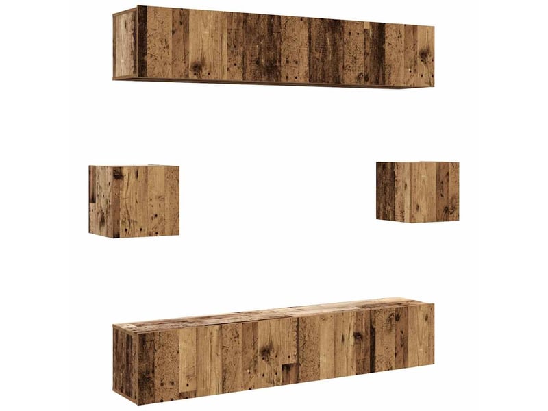  Ensemble de meuble tv - banc tv - meuble de rangement mural 6 pcs vieux bois bois d'ingénierie  - Conforama A