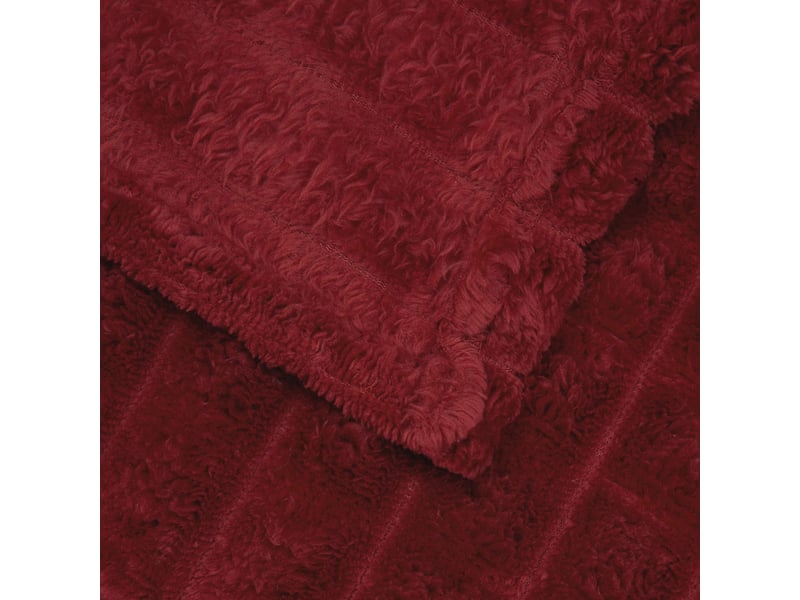  Couverture jetée de canapé rouge bordeaux 270x240 cm 1.69 kg toison  - Conforama E