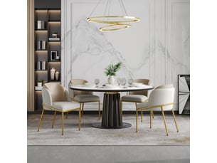Lot de 4 chaises de salle à manger avec pieds réglables  - dossier ergonomique, simili cuir beige