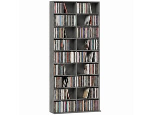 Rangements pour cd et dvd 18 compartiments 78,5x24x175cm gris clair