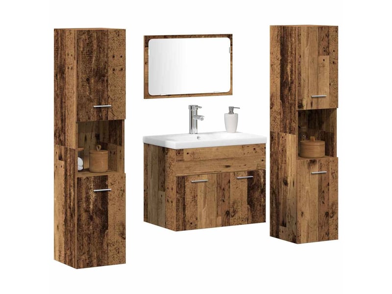 Ensemble de mobilier de salle de bain 4 pièces bois ancien cf64537 - Conforama C