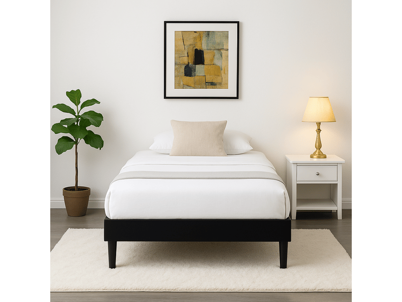 Sommier 70x190 cm tapissier déhoussable housse lavable noir + pieds en 20 cm 13 lattes - opale SOMMIER OPALE NOIR - Conforama B