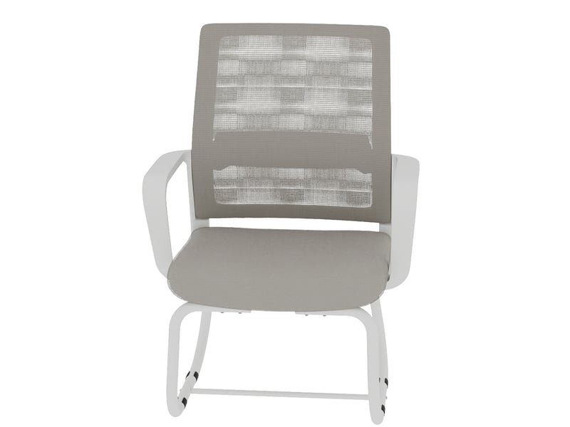  Chaise visiteur de bureau 45 x 55 x 90 cm gris et blanc, dossier en maille, piètement métallique fixe  - Conforama E