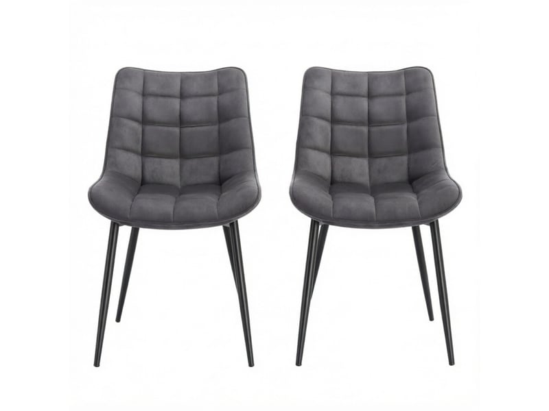 Lot de 2 chaises de salle à manger,46x39x85,5 cm,velours,gris foncé - Conforama A
