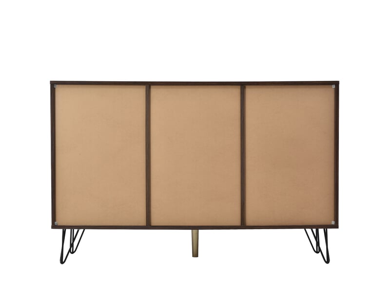 Buffet - 3 portes - bois naturel - poignées dorées - design contemporain - 120x76.5x38cm - Conforama R