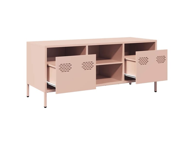  Meuble tv - banc tv - meuble de rangement rose 101,5x39x43,5 cm acier laminé à froid  - Conforama E