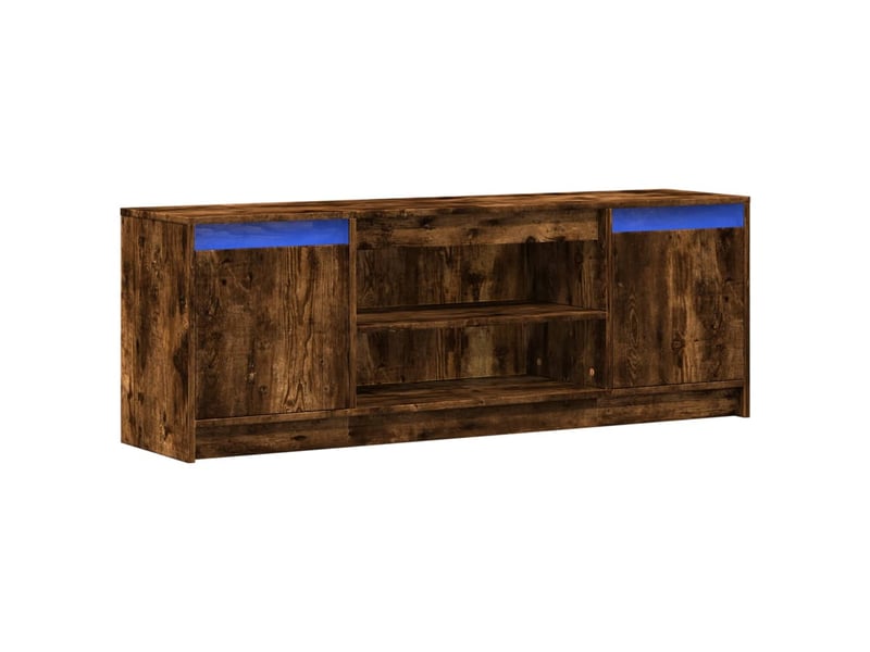  Meuble tv - banc tv - meuble de rangement avec led chêne fumé 139,5x34x50 cm bois d'ingénierie  - Conforama C