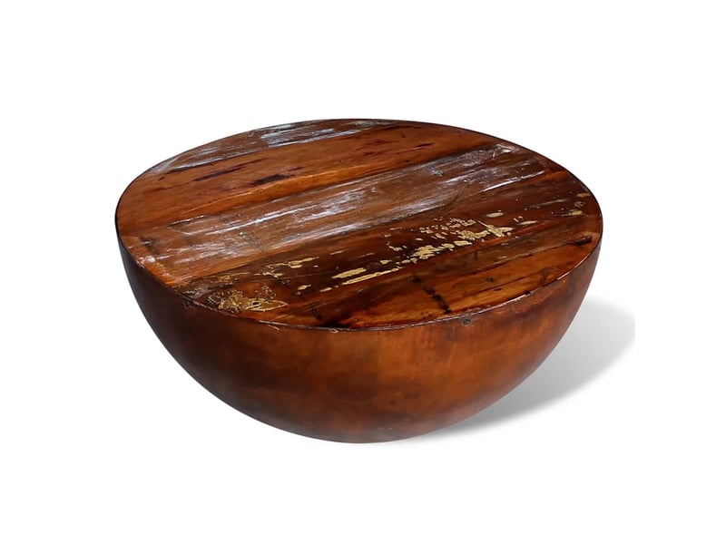  Table basse | table de salon forme de bol avec base en acier bois recyclé  - Conforama B