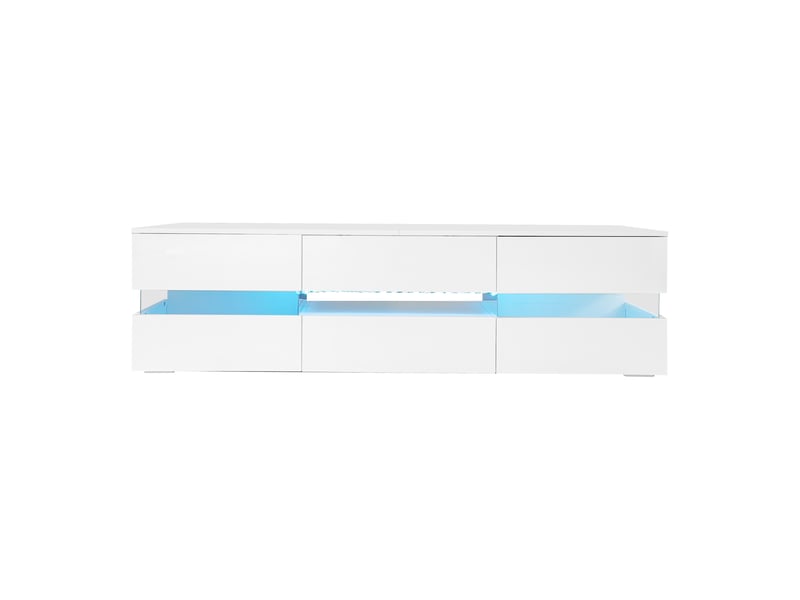  Meuble tv blanc 160 × 39 × 45 cm, led, 2 portes, 1 tiroir, niche ouverte  - Conforama A