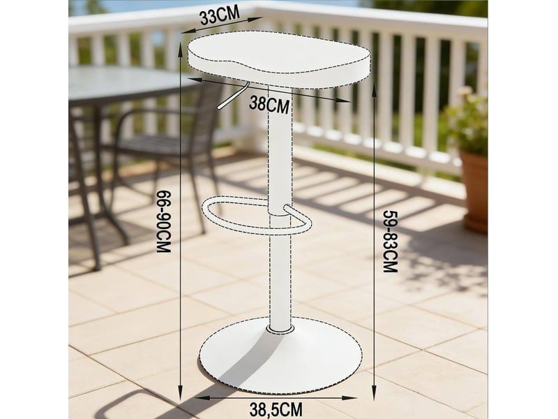  Tabouret de bar sans dossier pivotant réglable en hauteur avec repose-pieds, assise en bois et métal blanc  - Conforama C
