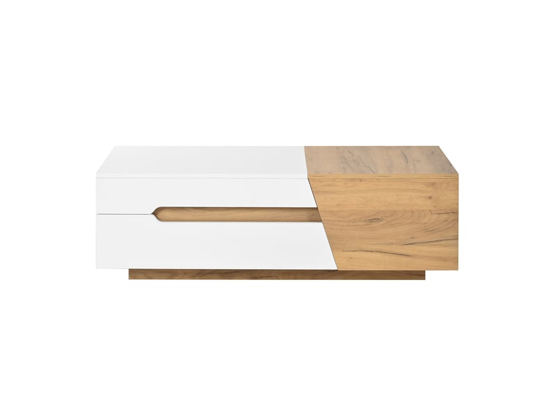  Table basse extensible, table de salon avec tiroirs, table d'appoint à structure bicolore  - Conforama E